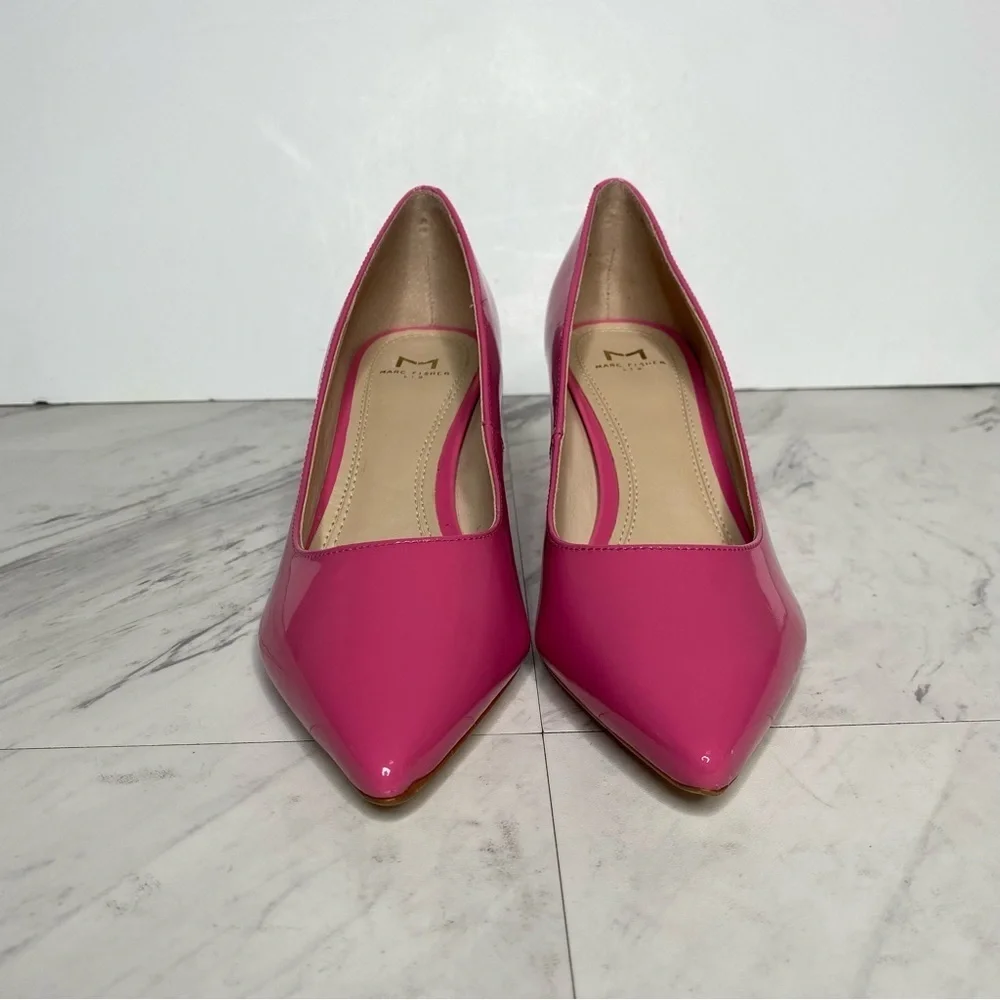 Marc Fisher Zala Pink Patent Leather Pointy Toe Pump 5 1/2 M